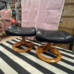 IMG Stressless Danish Foot Stools Ottoman 2 Pair Matching 