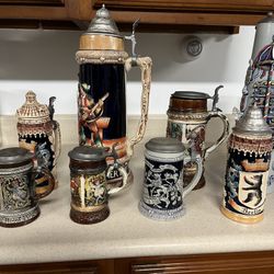 Vintage Belgium Stein Mug Set