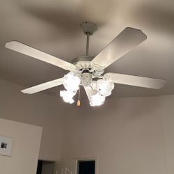 White Five Blade Ceiling Fan 