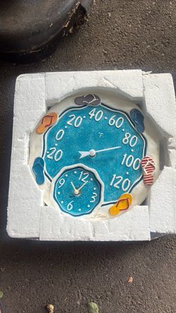 Thermometer with quarts clock