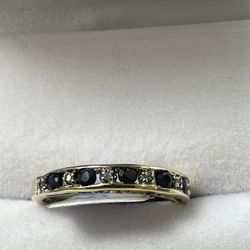 10 Kt Genuine Gold ,sapphires & Diamonds Ring 