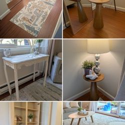 Rugs, Table, Side Table, Glassdoor Bookcase 