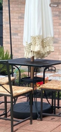 Glass top black  patio metal table