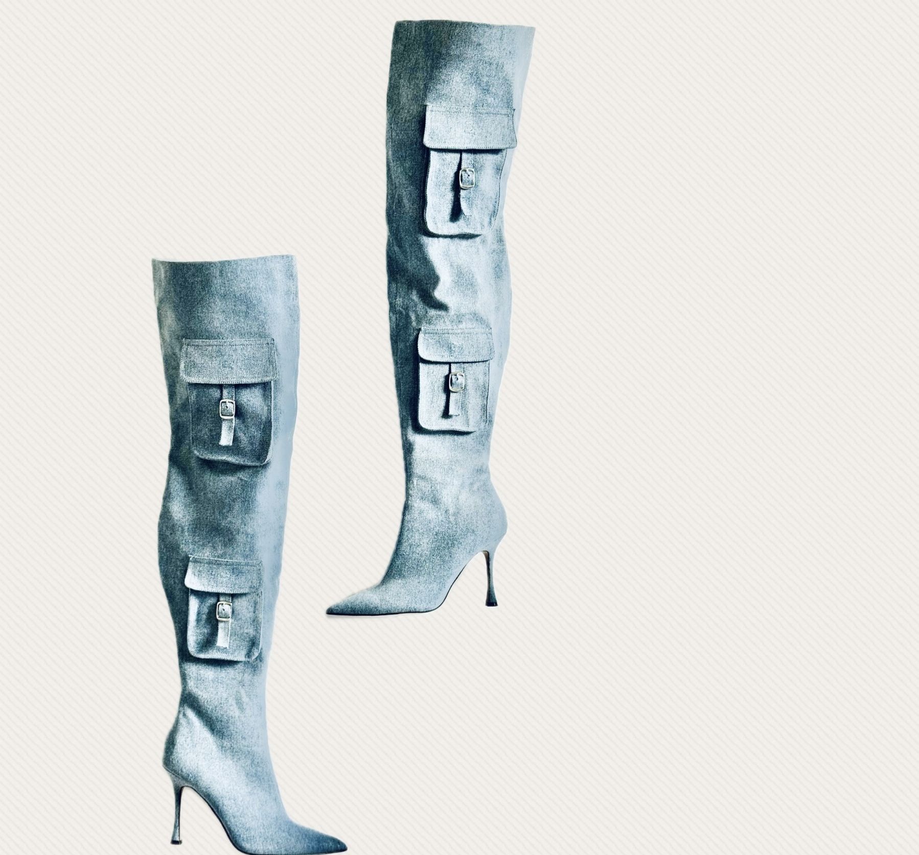 Thigh High Blue Jeans Boots 