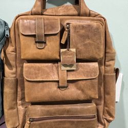 17 Inch 100% Leather Backpack, Brand New