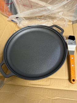Cast Iron Round Griddle Pan with Dual Handles