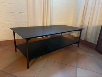 Black wood & brass coffee table