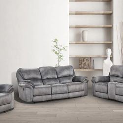 3-PC Motion Reclining Sofa Set – 91” Manual