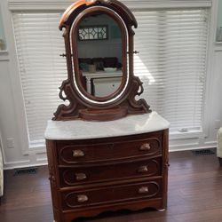 Antique Victorian Chest of Drawers with Marble Top Solid wood Chest 