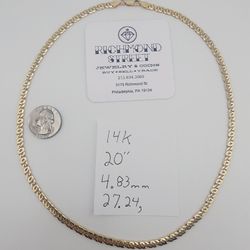 14k gold 20" tigers eye chain