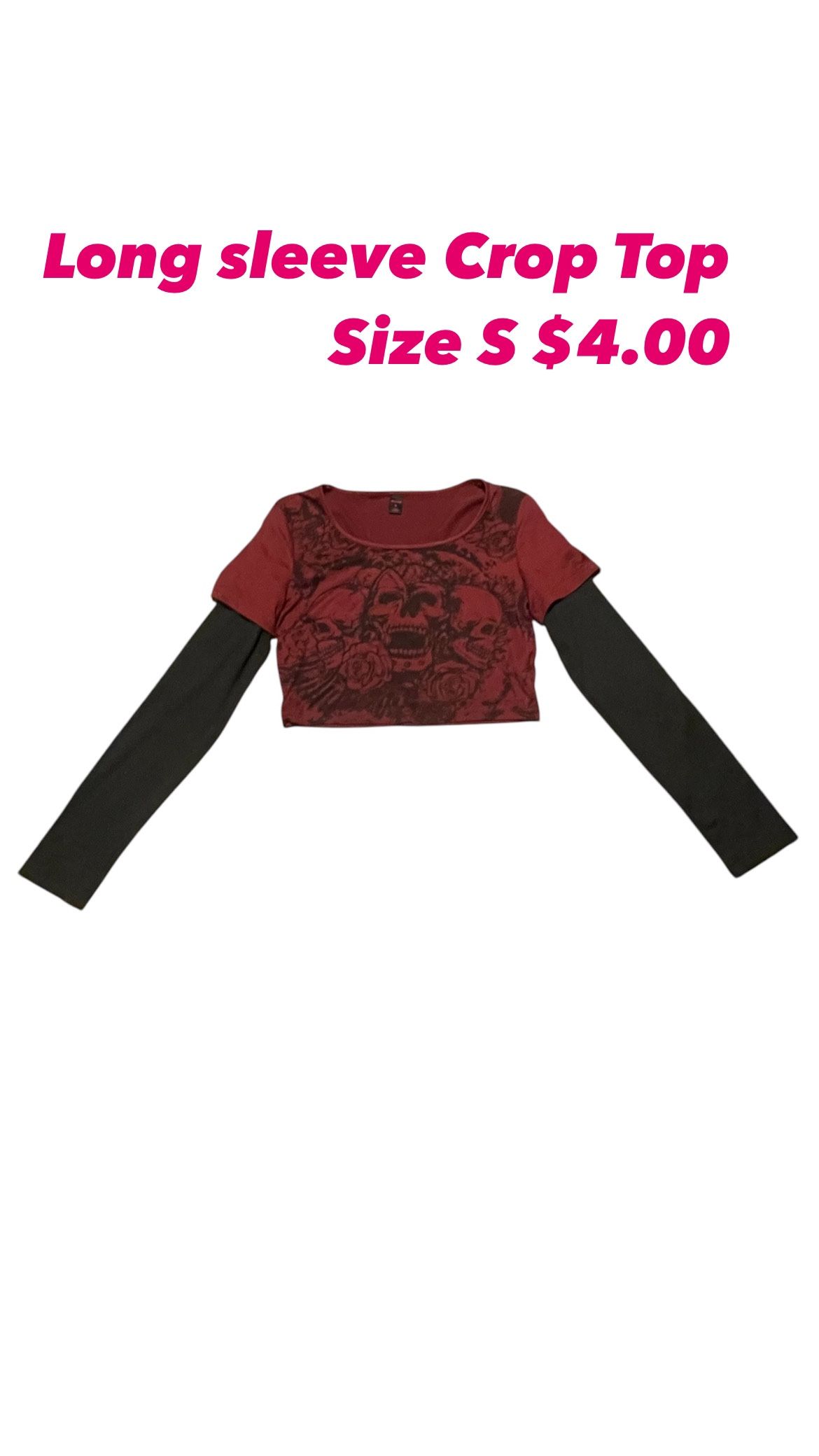 Long Sleeve Crop Top Size S