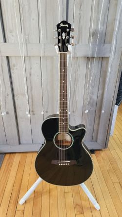 Ibanez AEG10E-BK Acoustic-Electric Guitar, Black