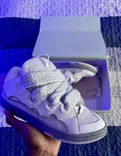  Lanvin Curb Sneakers Grey & White 