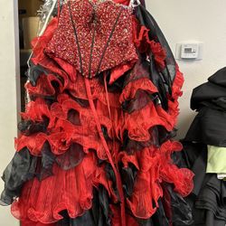 OBO Disney Royal Ball, Black And Red Quinceanera Dress