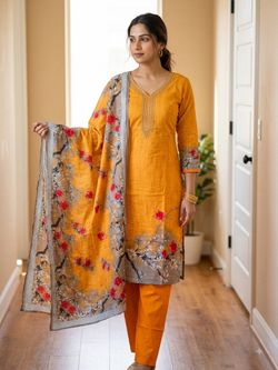 Women's Mustard Yellow Salwar Kameez Set