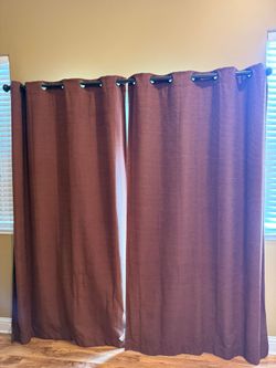 Pair of 52" x 84" Textured Terracotta Blackout Curtains – 2 Grommet Panels