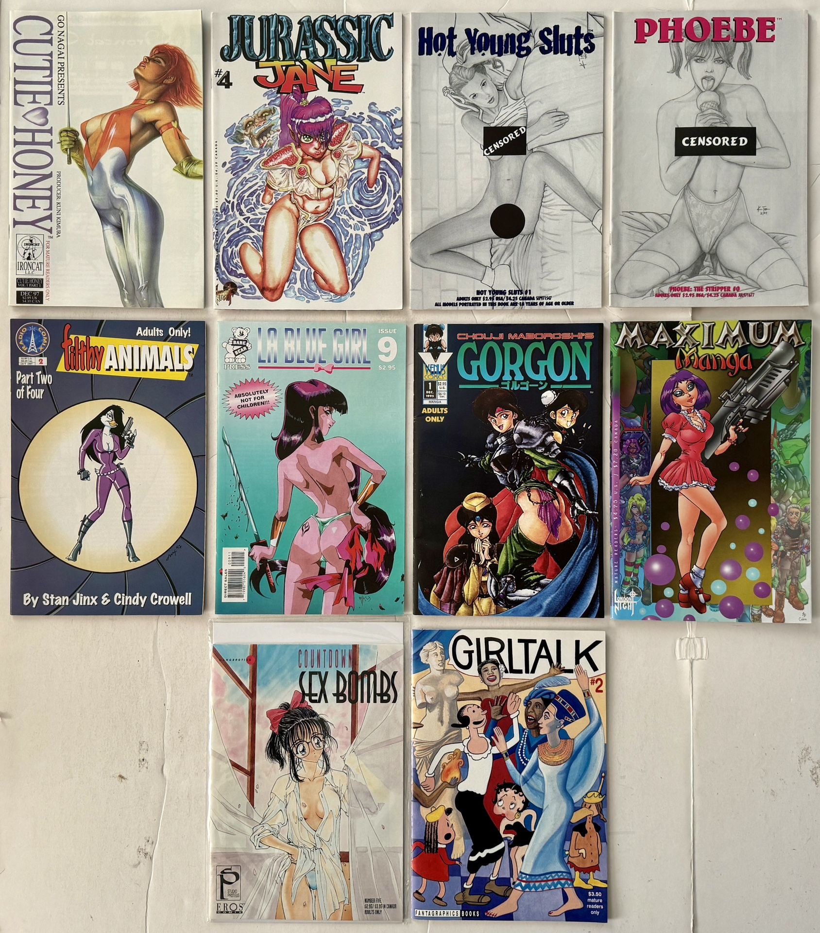 Mangerotica Comic Books - 1990s Manga Comics For Adults Lot of 10