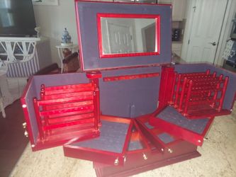 Lori Greiner cherry wood anti tarnish lining with multiple storage