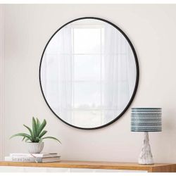 36 in. W x 36 in. H Round Framed Wall Bathroom Vanity Mirror in Black, Makeup and Dressing Mirror for Bedroom