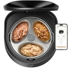 Automatic Cat Feeder Wet Food with Stainless Steel Bowl, Refrigerated Auto Cat Feeder with Semiconductor Cooling, 3 Fresh Meals for 3 Days, App-Contro
