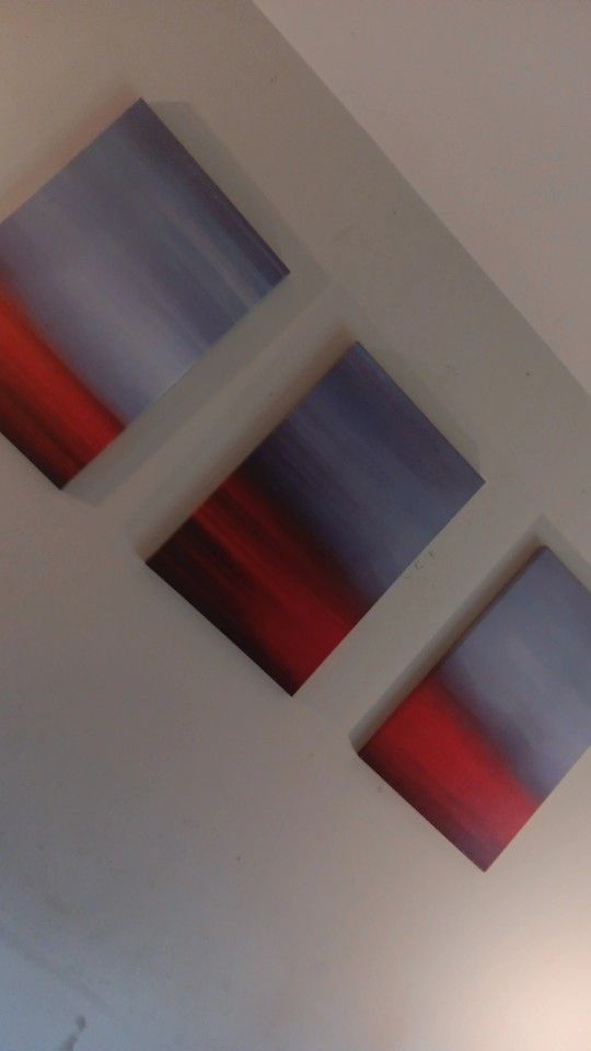 3 Red And Grey Wall Pictures.