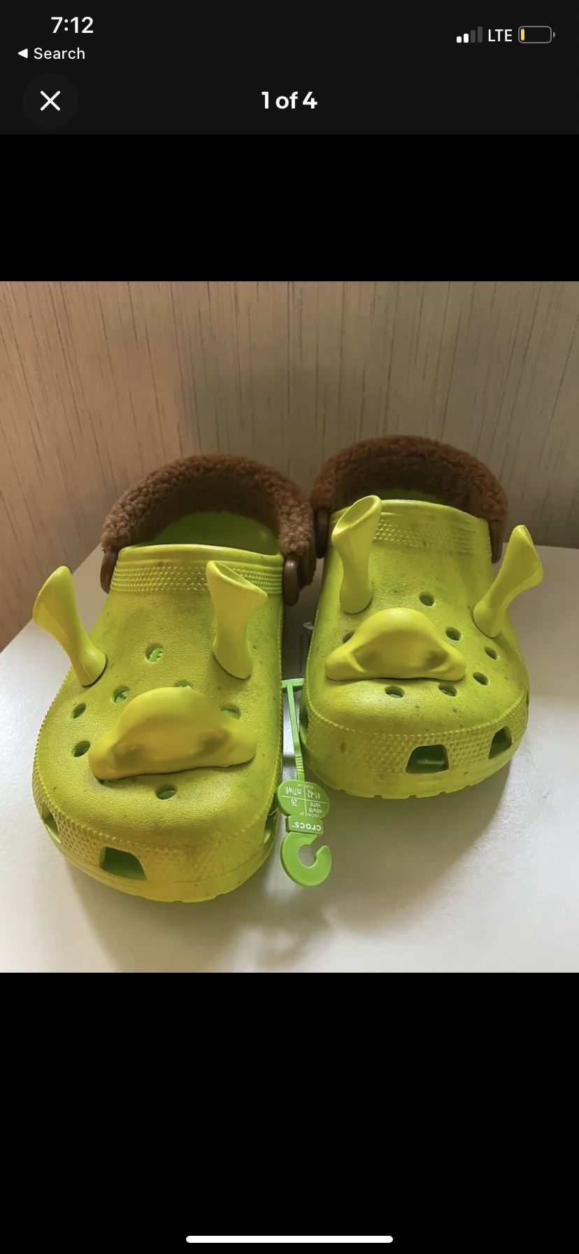 Shrek Crocs Men Size 8 Womens 10