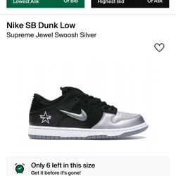 supreme nike sb dunk jewel swoosh silver