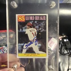 Signed 1985 Pete Rose Baseball Card.