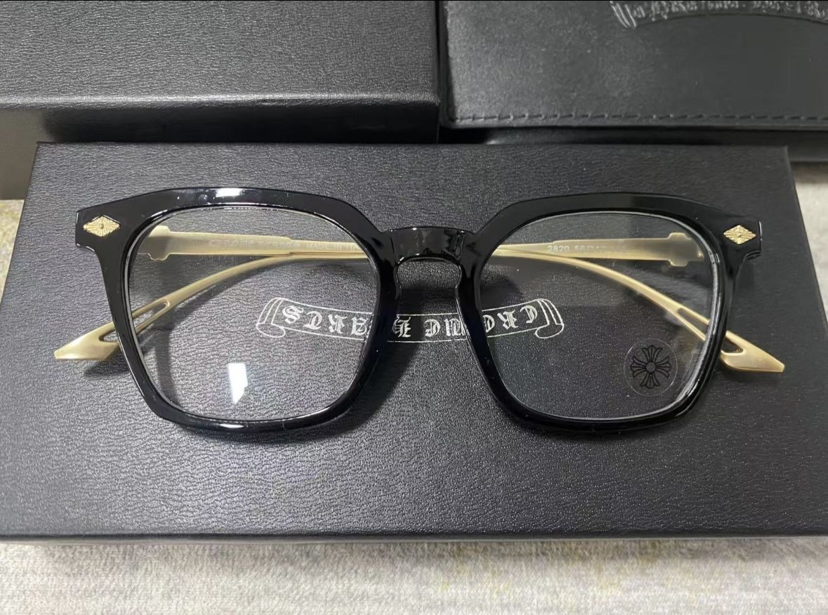 Chrome Hearts Glasses Gold Frames with Black