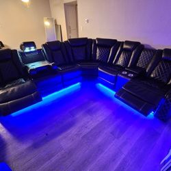Brand New Sectional Faux Leather Power Recliner LED Light $1599