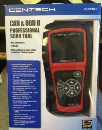 Cen-Tech 60694 Can & OBD II Professional Scan Tool , Resets Check Engine Light!
