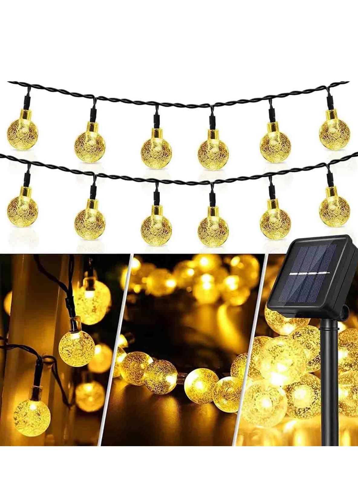 23FT 50 led solar String Lights Outdoor Crystal Globe Lights with 8 Lighting Modes, ip65Waterproof Solar Powered Patio Lights for Garden Yard Porch W