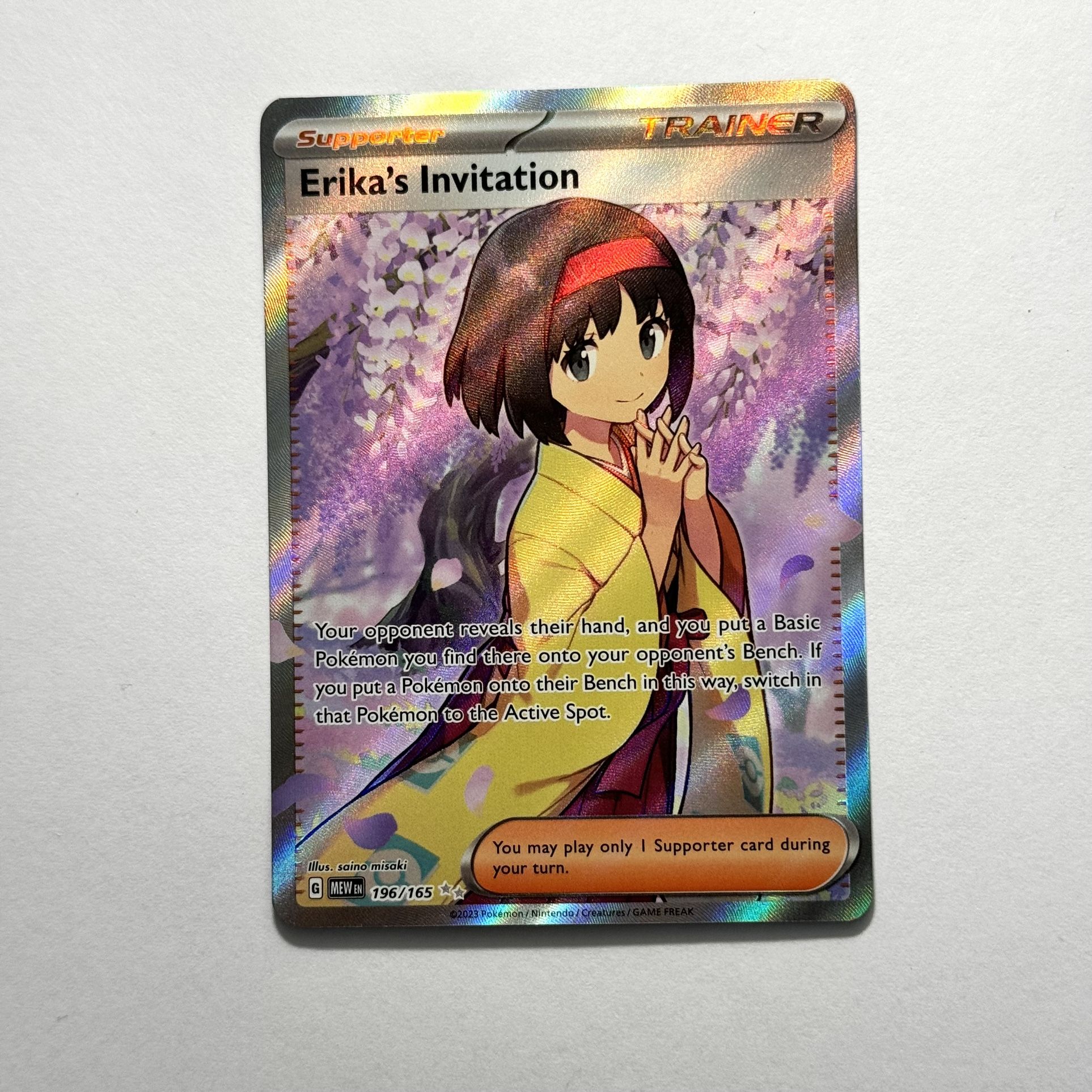 Pokemon Erika's Invitation 196/165 - English Full Art Secret Rare Holo Trainer