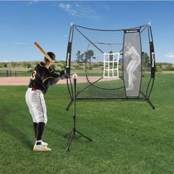Baseball & Softball Practice Net with Batting Tee and Batter,Strike Zone Targets