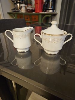 Vintage Porcelain Creamer and Sugar Bowl Set