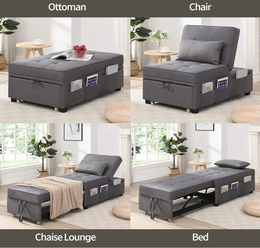 4 In One Ottoman Chair Bed