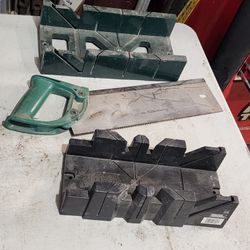 Pair Miter Boxes With Saw