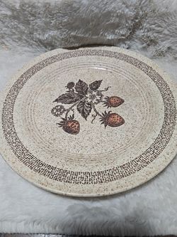 Vintage Ceramic Plate with Strawberry Design