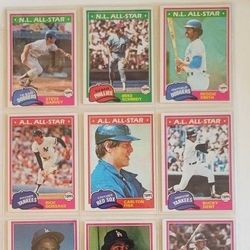 1981 Topps All Star Player Collection Of 9 Top Players
