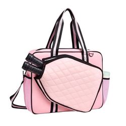 Pink Pickleball Bag with Paddle Case – Large Capacity ToteCrossbody – Fits 2 Paddles