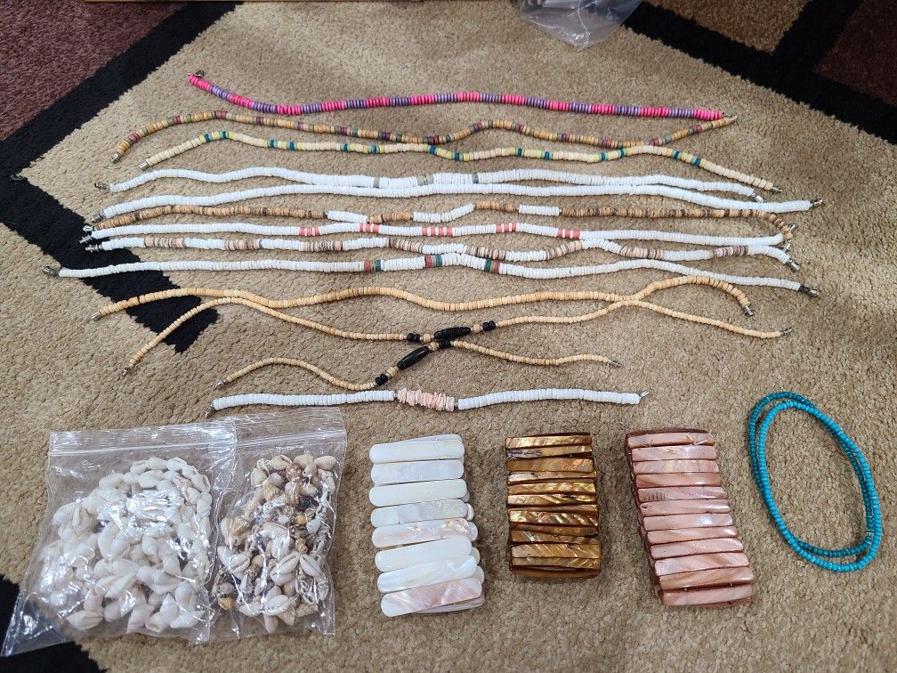 Lot of Shell Necklaces, Bracelets & 2 Ankle Bracelets - $5