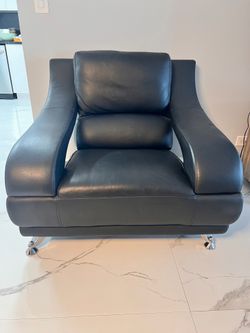 Black leather accent chair