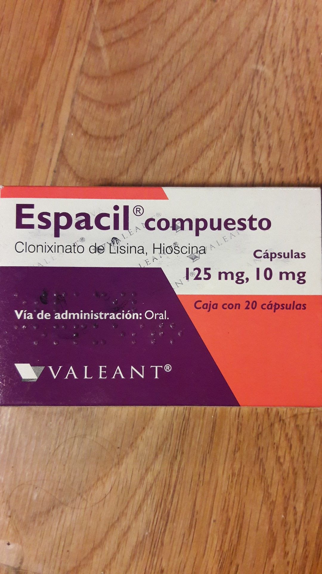Espacil pastillas, 20 capsulas 125mg,10mg