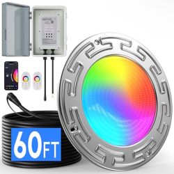 60Ft 10Inch 60W Smart WiFi Led Pool Lights for Inground Pool with 3 Control Way
