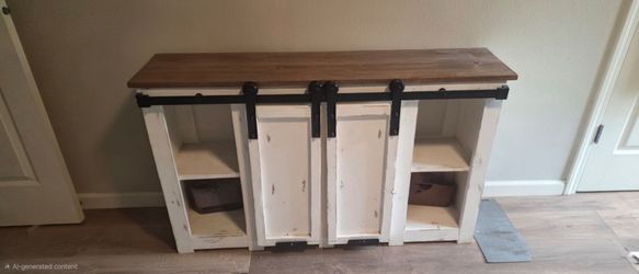 Rustic Farmhouse Sliding Barn Door Sideboard  50Lx30hx10d