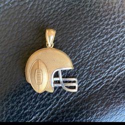 10k Two Toned Solid Gold Football Helmet Pendant 