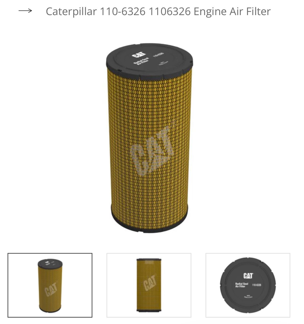 CAT 110-6326 Air Cleaner Primary Element – Brand New!