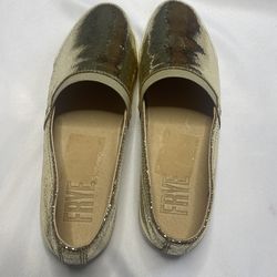 Frye Melanie Gold Mirror  Slip on 8M