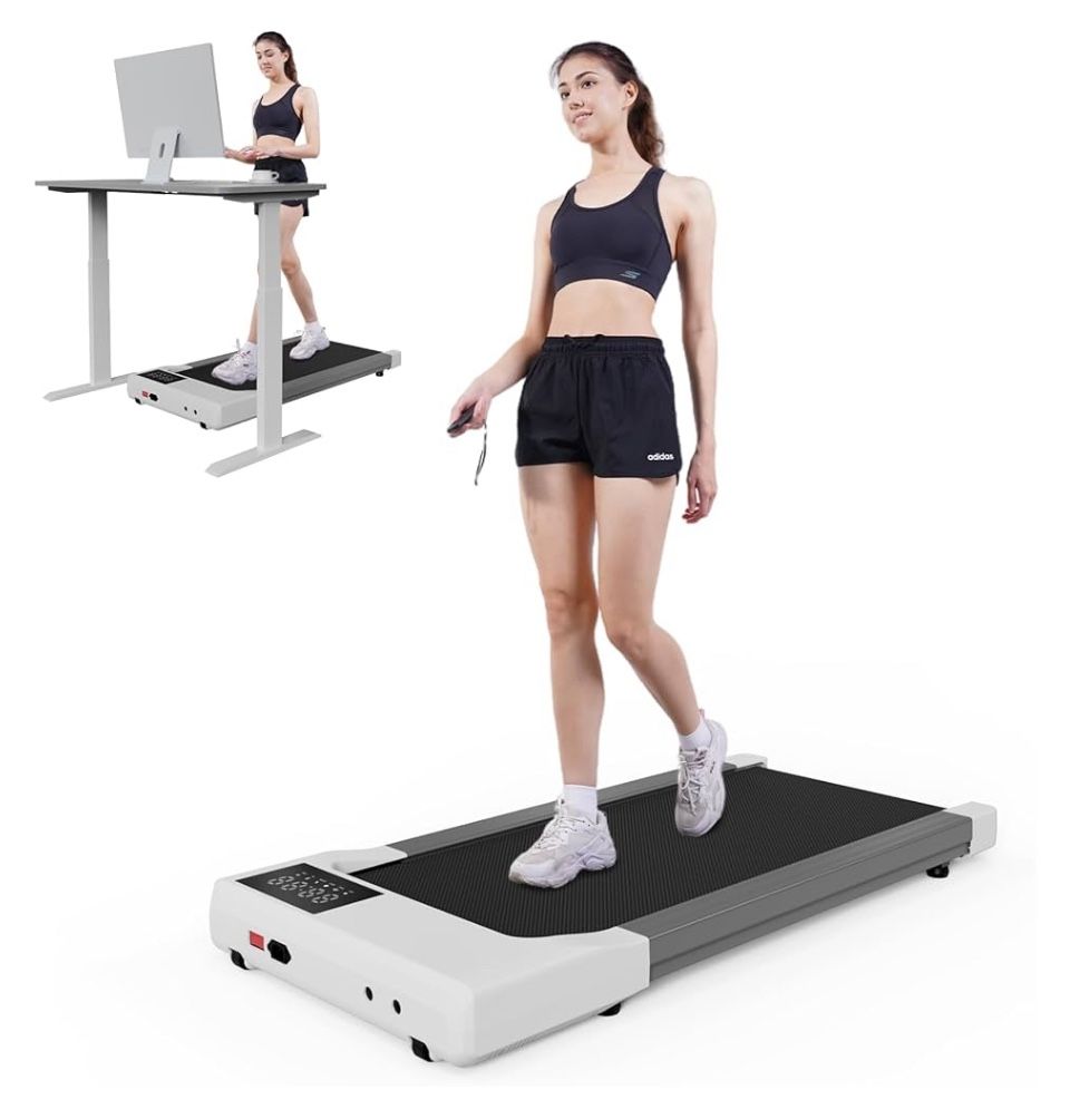 🥨SupeRun Walking Pad, Under Desk Treadmills for Home and Office Small Space, 2.5 HP Portable Mini Jogging Machine with APP and Remote Control and LED