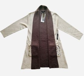 Max Sports Luxurious Tan/Brown Cardigan Sweater Size L